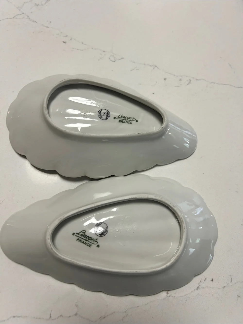 Limoges  White Porcelain Strawberry Shell Dishes